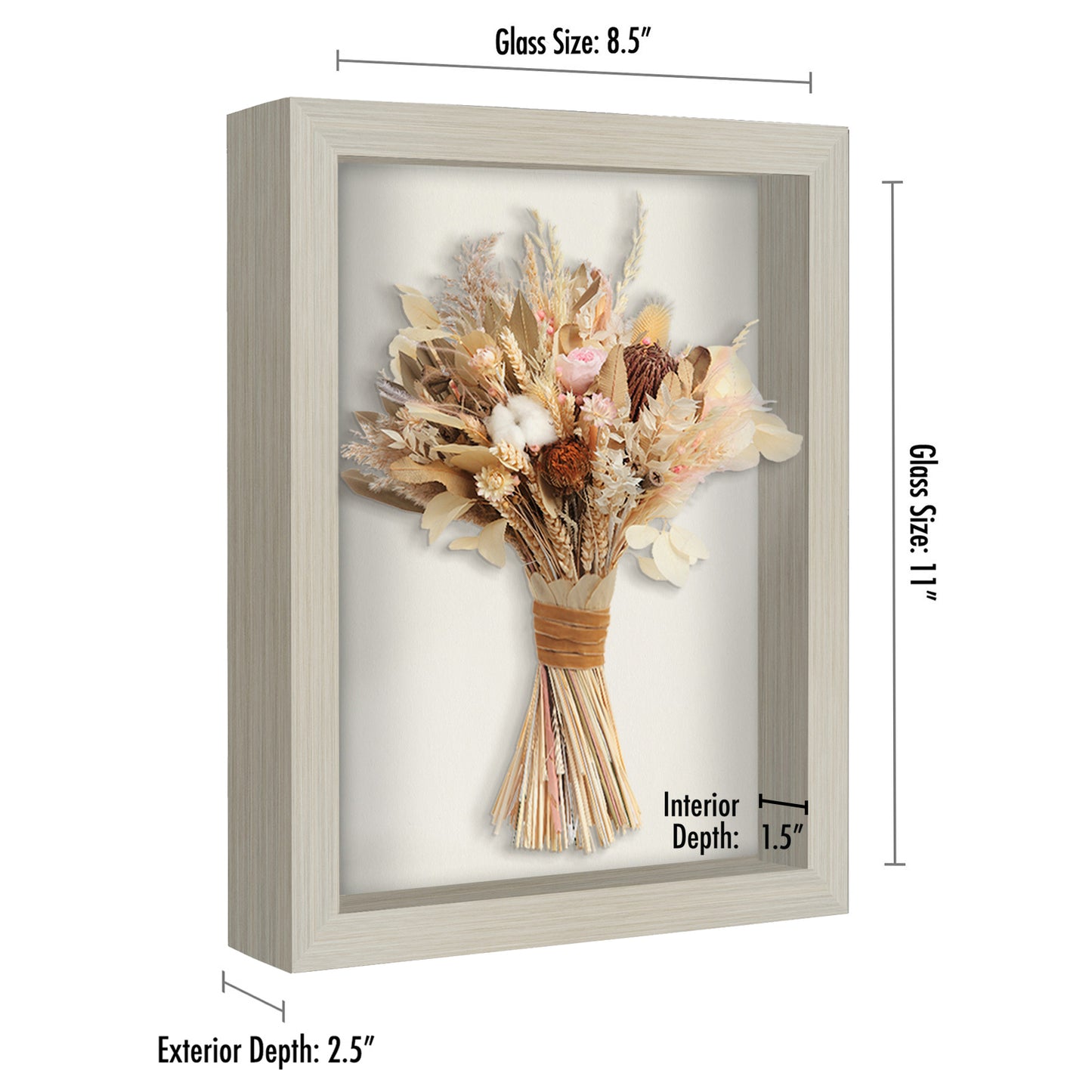 Shadow Box Frame with Soft Linen Back - Engineered Wood for Wall and Tabletop