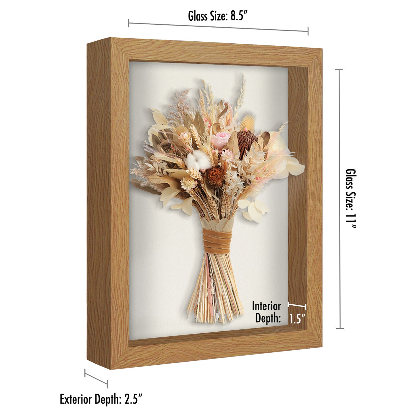 Shadow Box Frame with Soft Linen Back - Engineered Wood for Wall and Tabletop