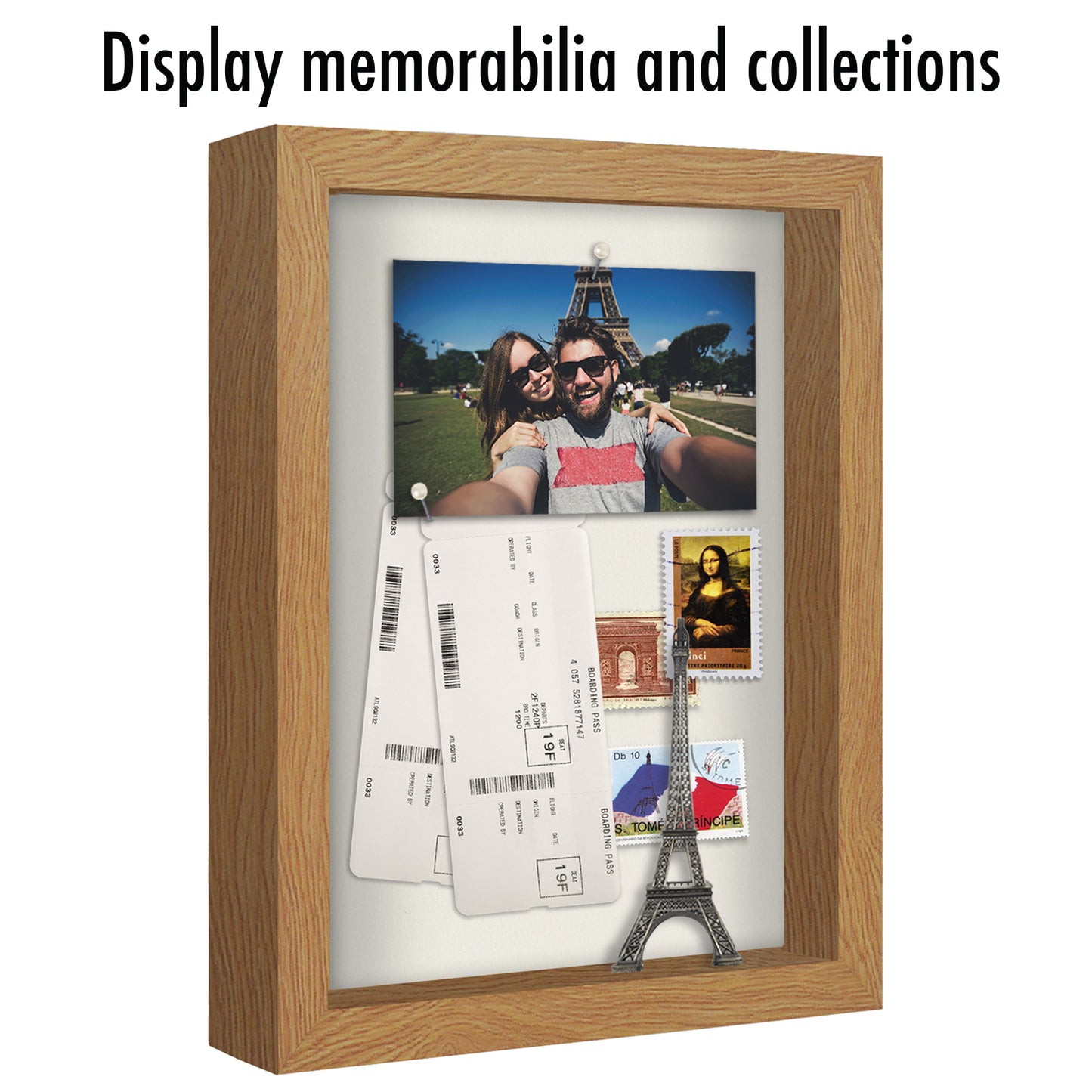 Shadow Box Frame with Soft Linen Back - Engineered Wood for Wall and Tabletop