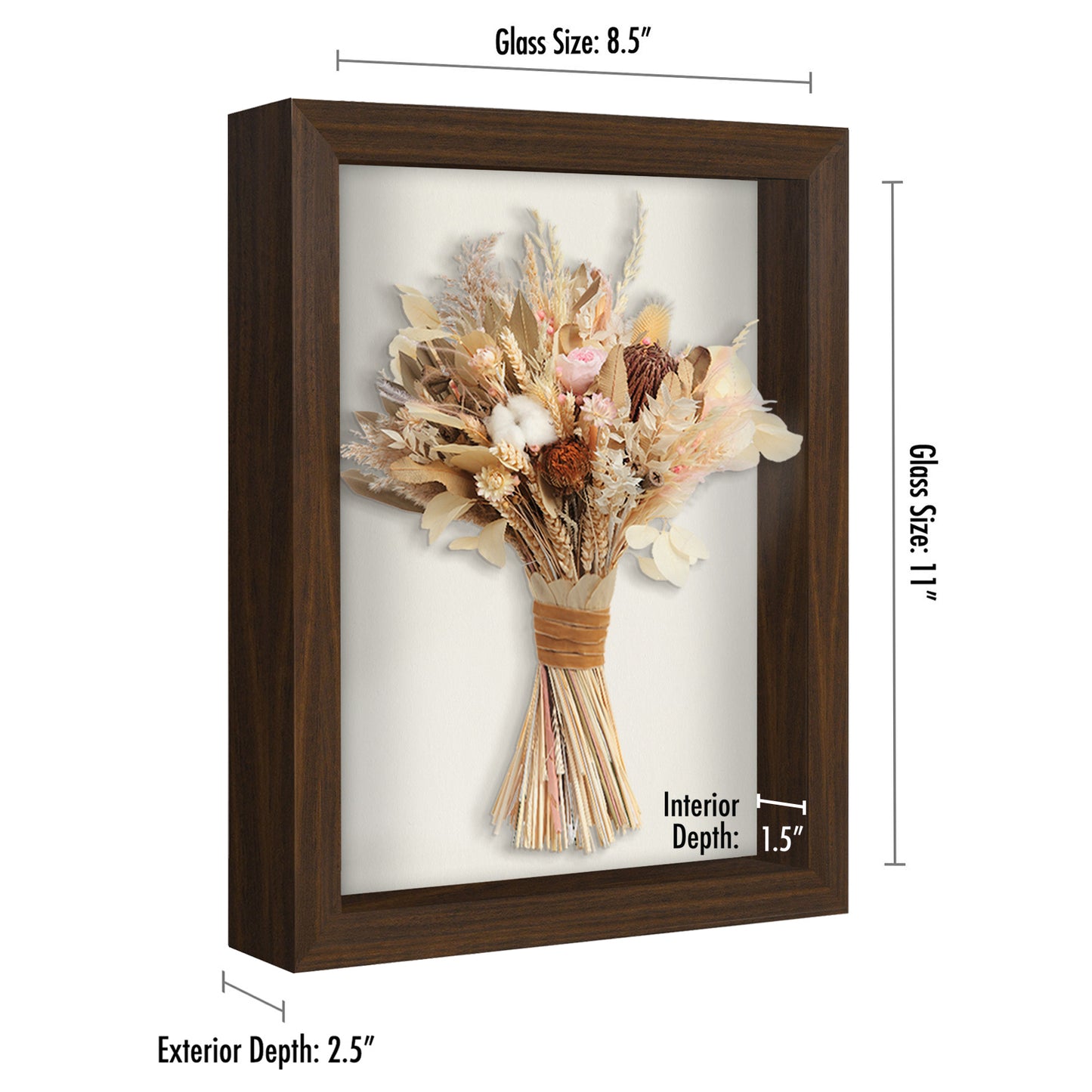 Shadow Box Frame with Soft Linen Back - Engineered Wood for Wall and Tabletop