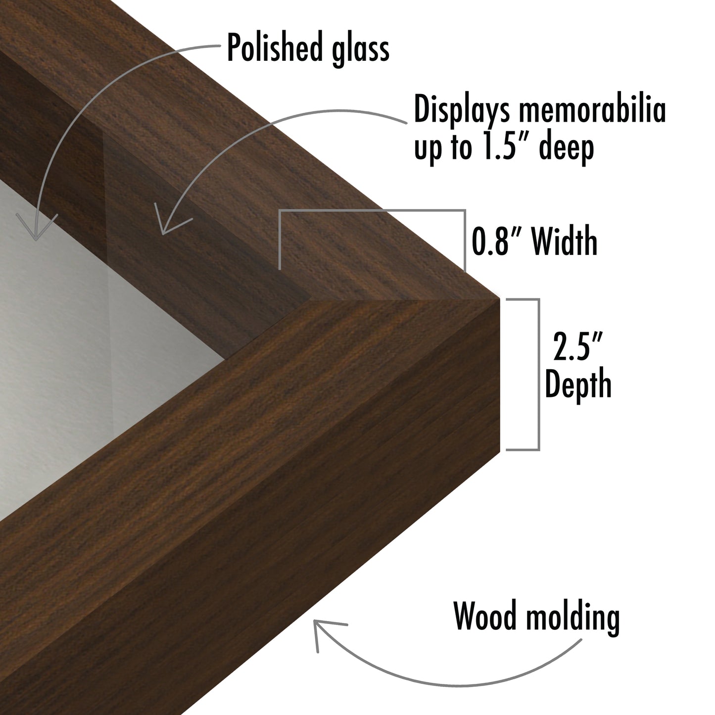 Shadow Box Frame with Soft Linen Back - Engineered Wood for Wall and Tabletop