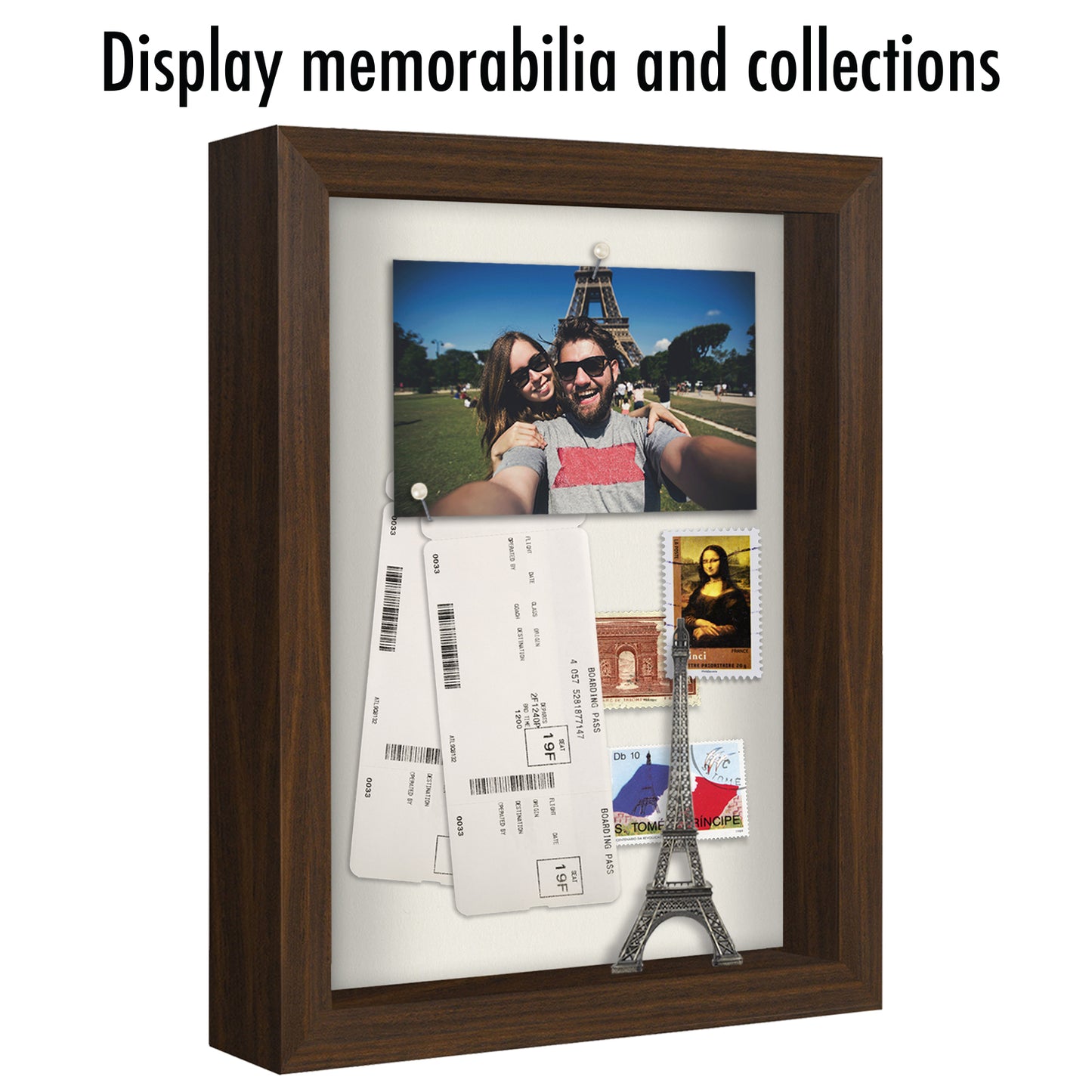 Shadow Box Frame with Soft Linen Back - Engineered Wood for Wall and Tabletop