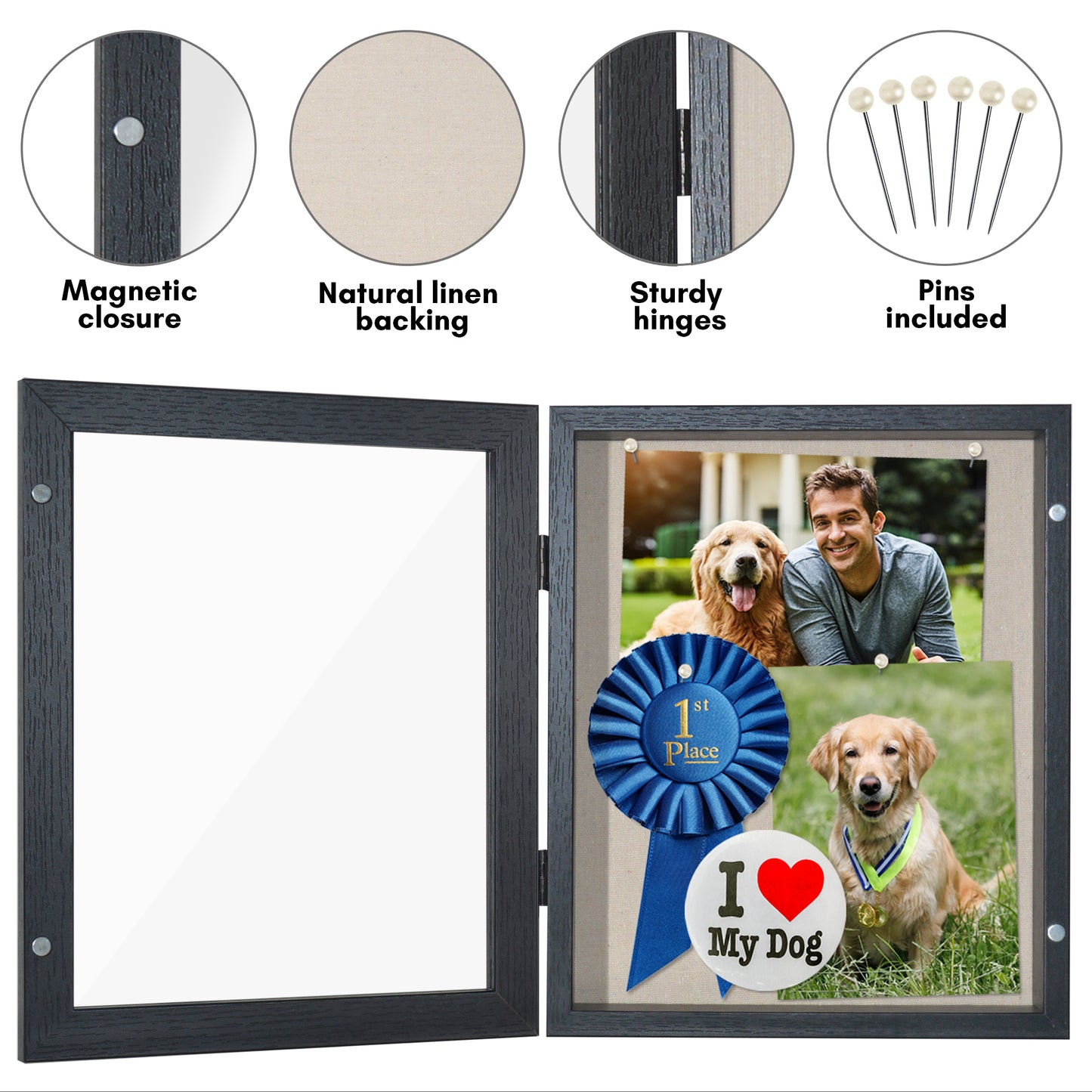 Shadow Box Frame Front Loading with Door - Display Case with Hanging Hardware for Wall and Tabletop