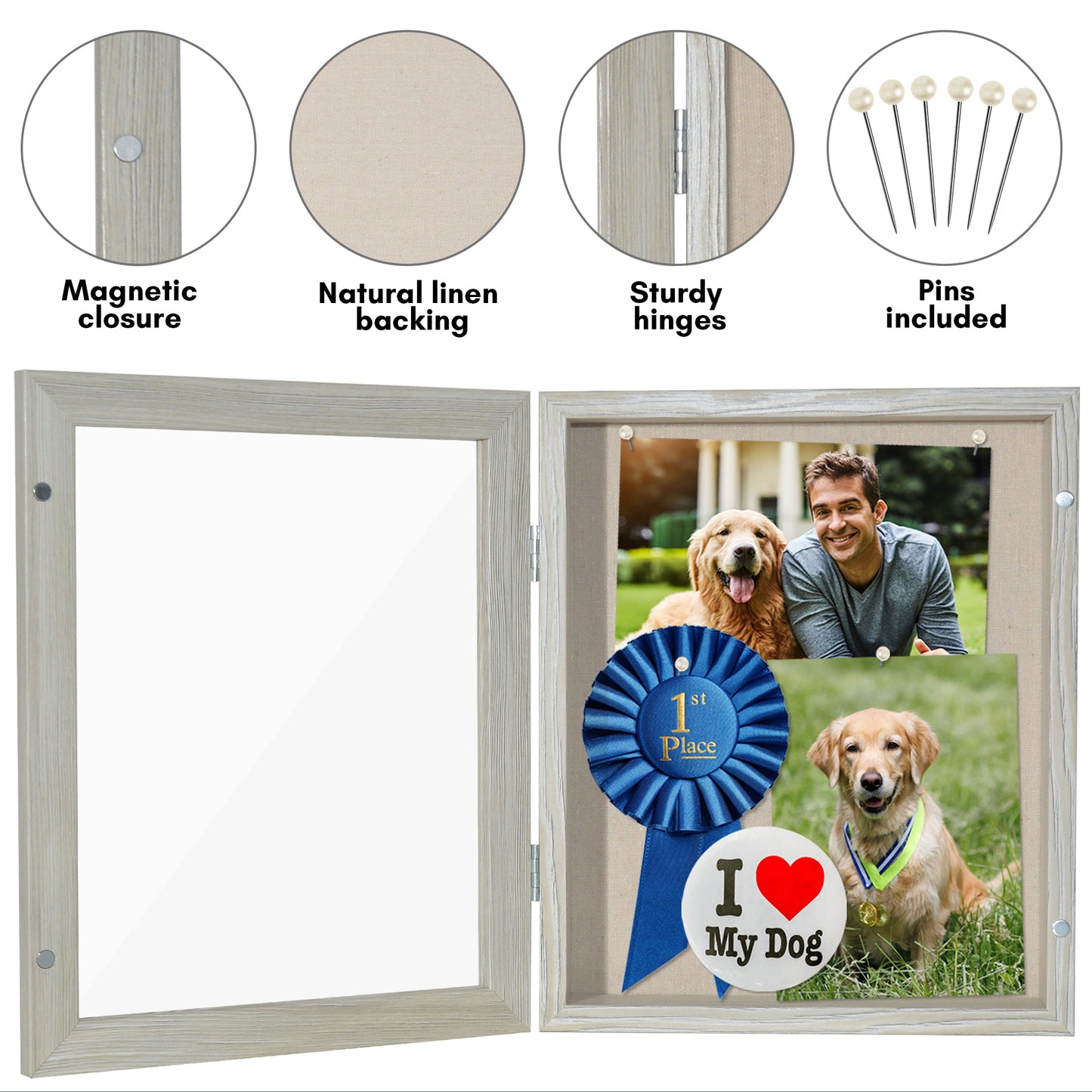 Shadow Box Frame Front Loading with Door - Display Case with Hanging Hardware for Wall and Tabletop