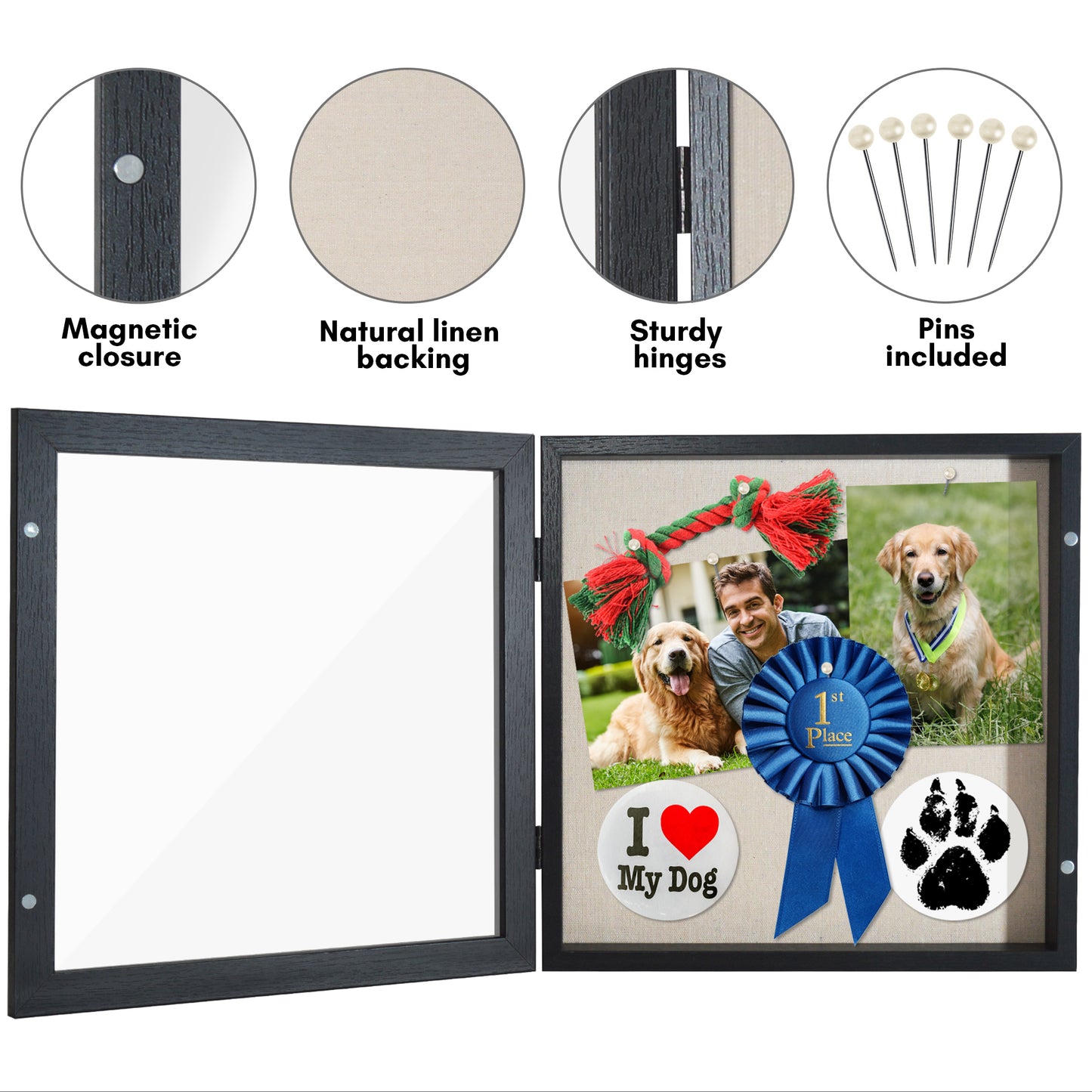 Shadow Box Frame Front Loading with Door - Display Case with Hanging Hardware for Wall and Tabletop