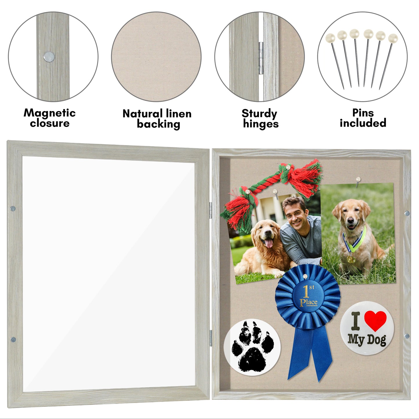 Shadow Box Frame Front Loading with Door - Display Case with Hanging Hardware for Wall and Tabletop