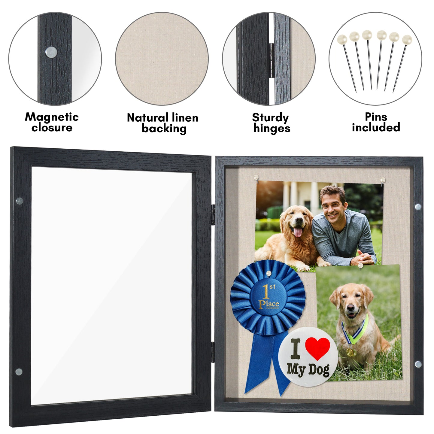 Shadow Box Frame Front Loading with Door - Display Case with Hanging Hardware for Wall and Tabletop