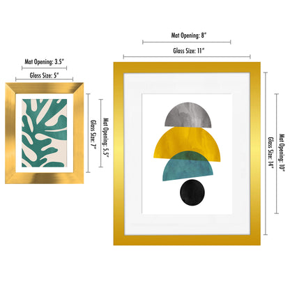 Mid-Century Abstract Shapes - 5 Piece Gold Framed Gallery Art Set