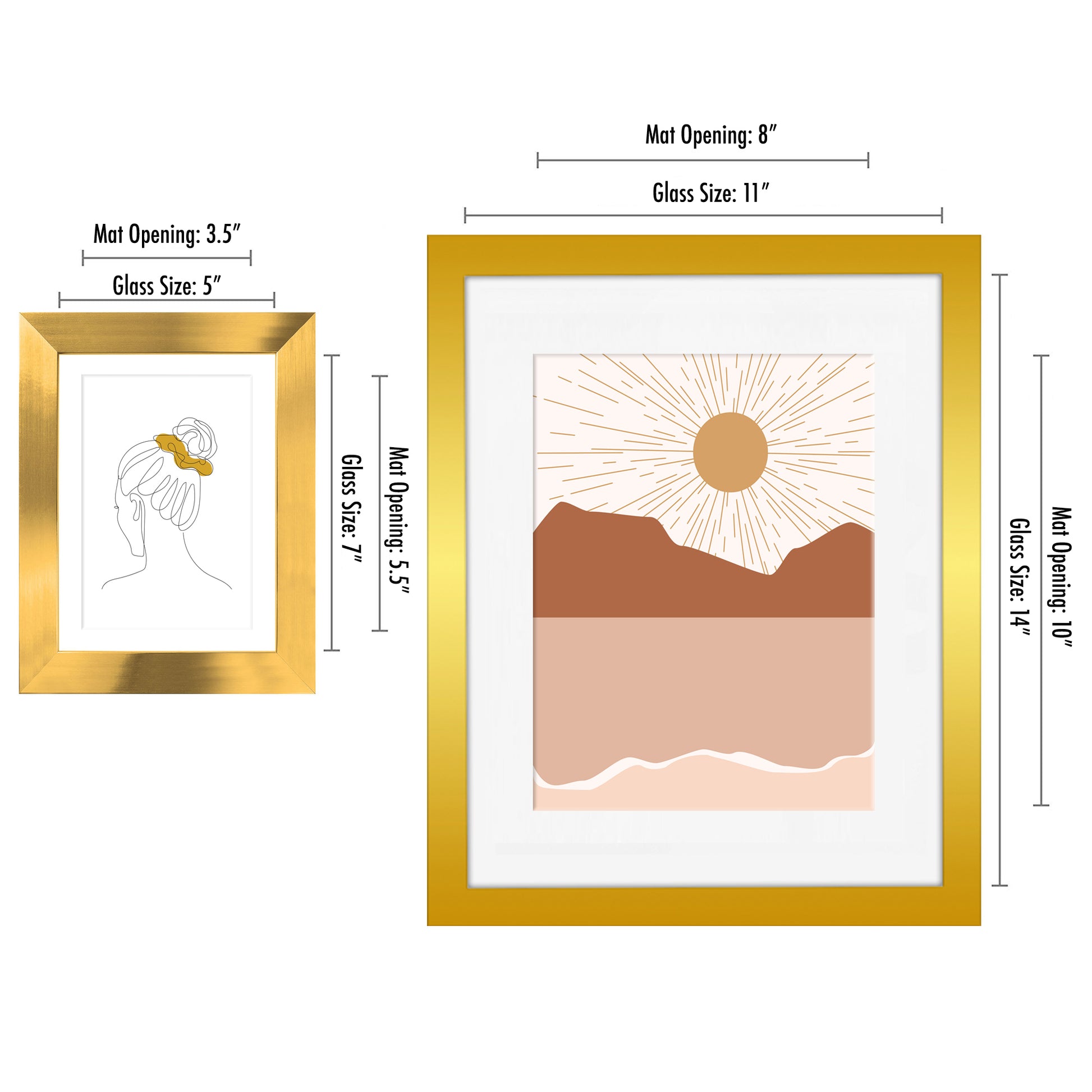 Boho-Moon-Sunrise-Reflections-in-Bloom--7-Piece-Mix-&-Match-Gold-Framed-Wall-Art-Set