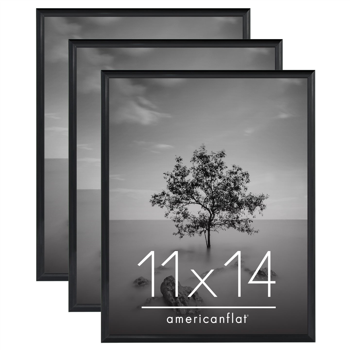 3 Pack - Black Poster Frame with Slimline Molding | Choose Size