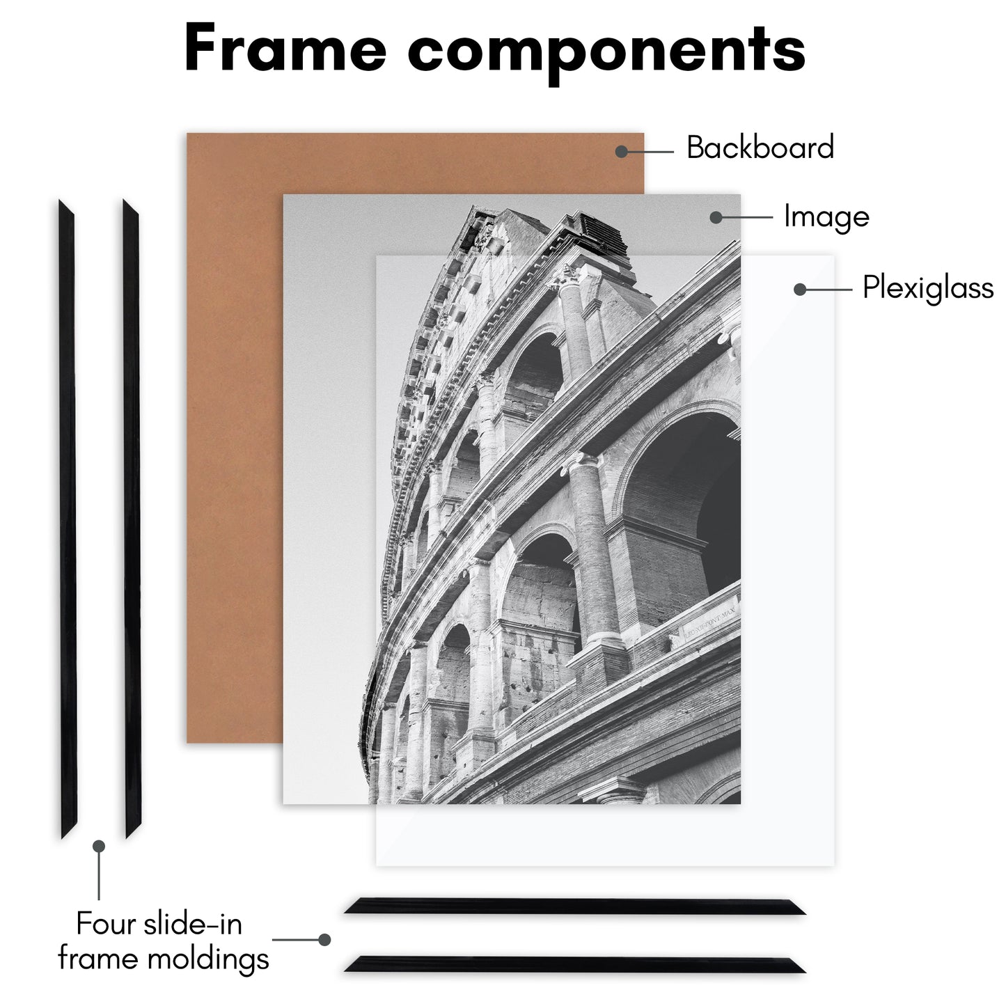 3 Pack - Black Poster Frame with Slimline Molding | Choose Size