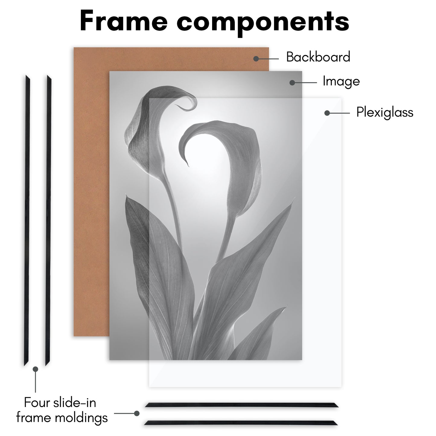 3 Pack - Black Poster Frame with Slimline Molding | Choose Size