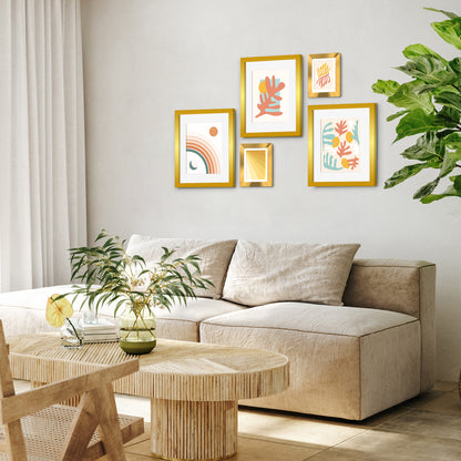 Pastel Summer Matisse - 5 Piece Gold Framed Gallery Art Set