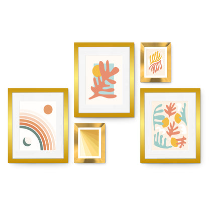 Pastel Summer Matisse - 5 Piece Gold Framed Gallery Art Set