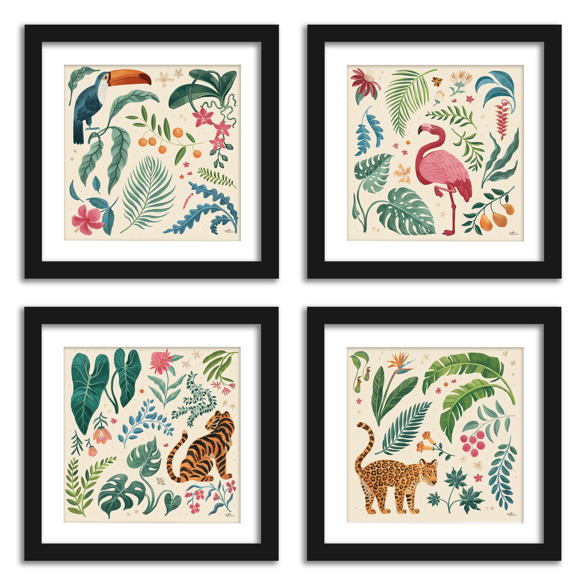  Tropical Rainforest Bathroom Wall Art - Set of 2 Framed Prints by Wild Apple