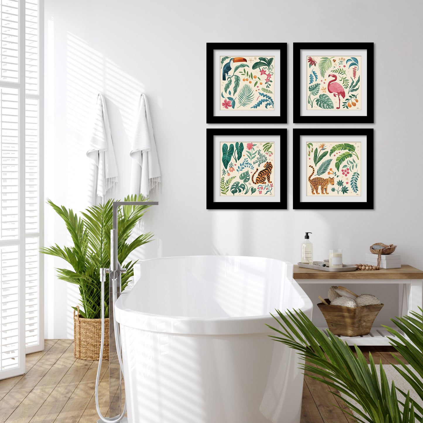 Tropical Rainforest Bathroom Wall Art - Set of 2 Framed Prints by Wild Apple - Americanflat