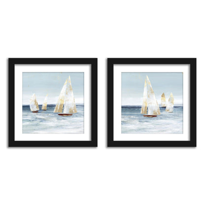  Sailboat Breeze Bathroom Wall Art - Set of 2 Framed Prints by PI Creative