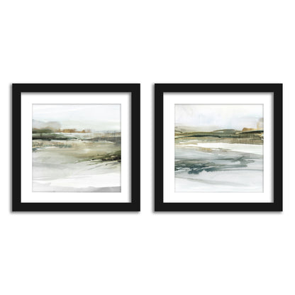  Watercolor Landscapes Bathroom Wall Art - Set of 2 Framed Prints by PI Creative