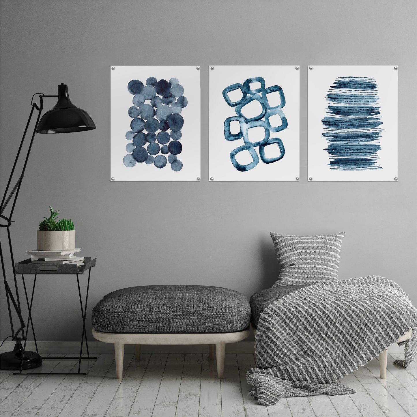 (Set of 3) Triptych Wall Art Watercolor Shapes by Lisa Nohren - Poster Print