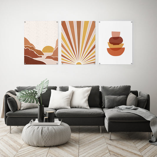 (Set of 3) Triptych Wall Art Modern Sunsets by Elena David - Poster Print