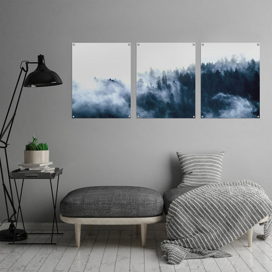 (Set of 3) Triptych Wall Art Misty Mountain Views by Tanya Shumkina - Poster Print
