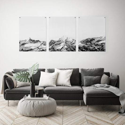 (Set of 3) Triptych Wall Art Snowy Mountain Caps by Tanya Shumkina - Poster Print
