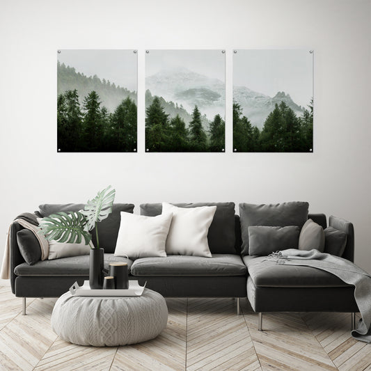 (Set of 3) Triptych Wall Art Green Mountain Mural by Tanya Shumkina - Poster Print