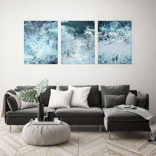 (Set of 3) Triptych Wall Art Stormy Ocean Waves by Tanya Shumkina - Poster Print