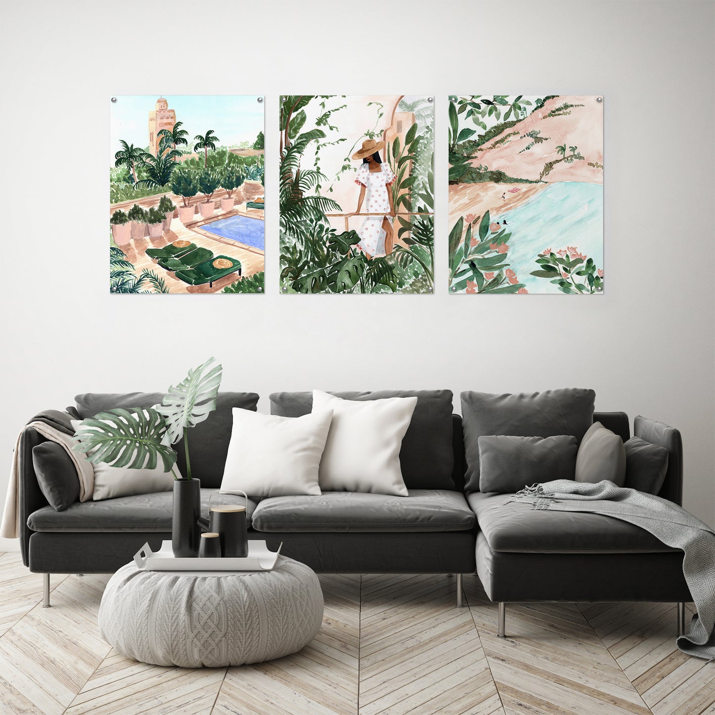(Set of 3) Triptych Wall Art Boho Tropical Paradise by Sabina Fenn - Poster Print