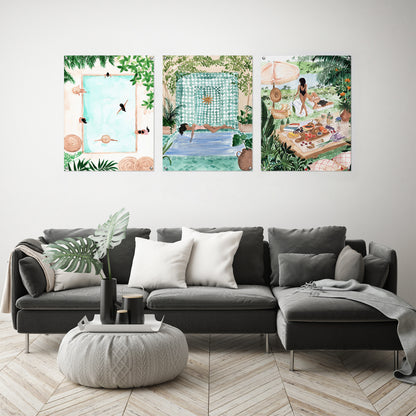 (Set of 3) Triptych Wall Art Modern Bohemian Beach Day by Sabina Fenn - Poster Print