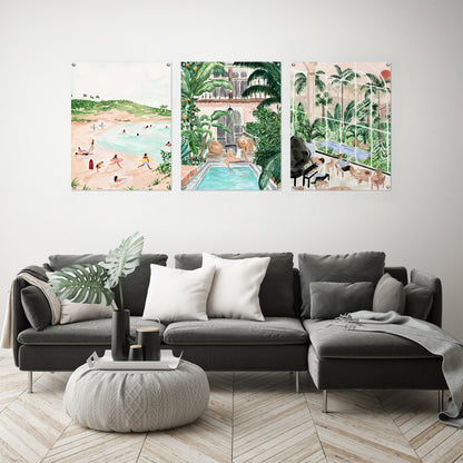 (Set of 3) Triptych Wall Art Tropical Travel GIrl by Sabina Fenn - Poster Print