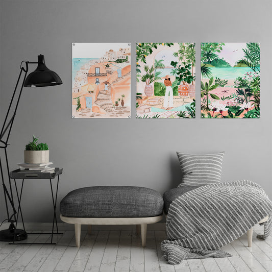 (Set of 3) Triptych Wall Art Beach and Botanical Travels by Sabina Fenn - Poster Print