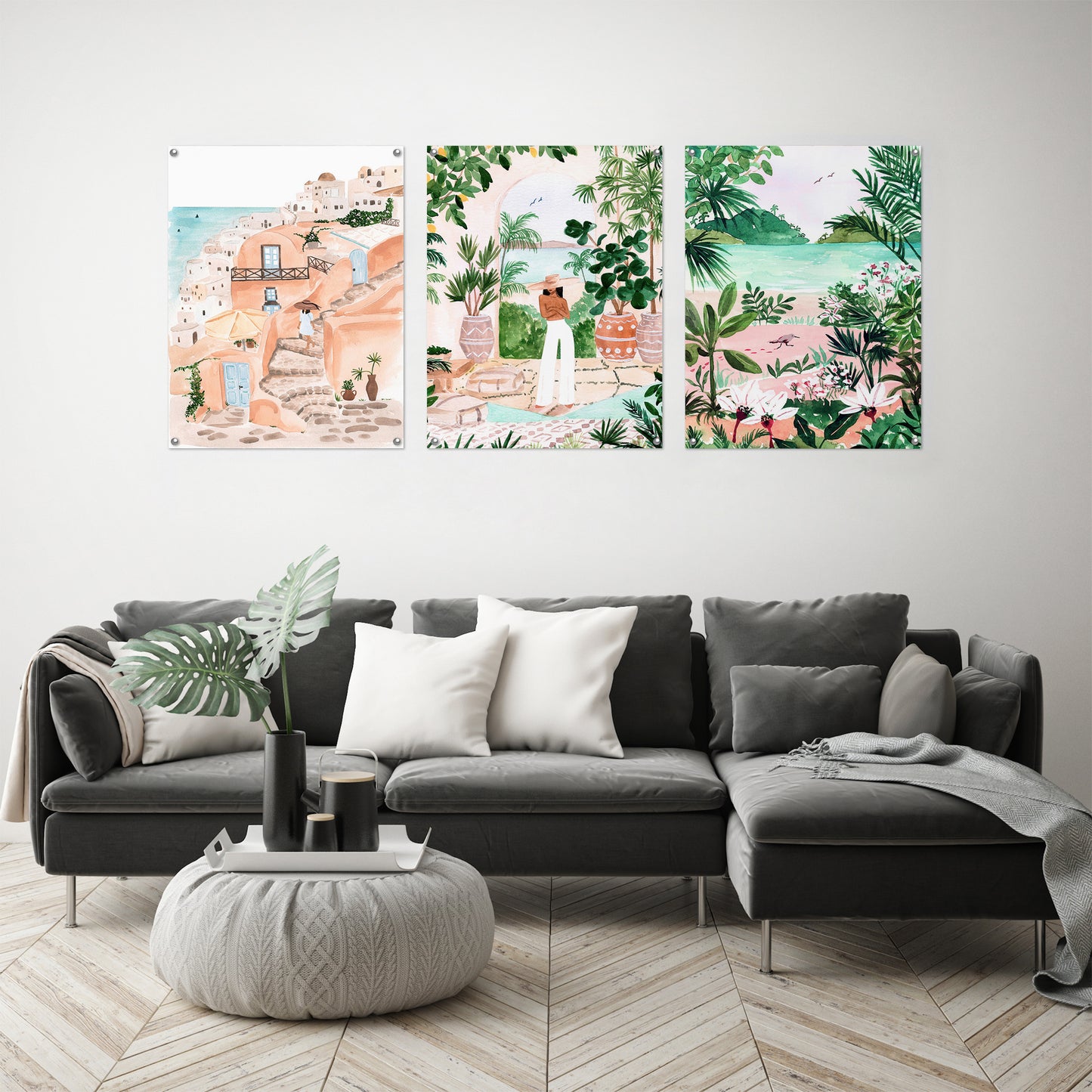 (Set of 3) Triptych Wall Art Beach and Botanical Travels by Sabina Fenn - Poster Print