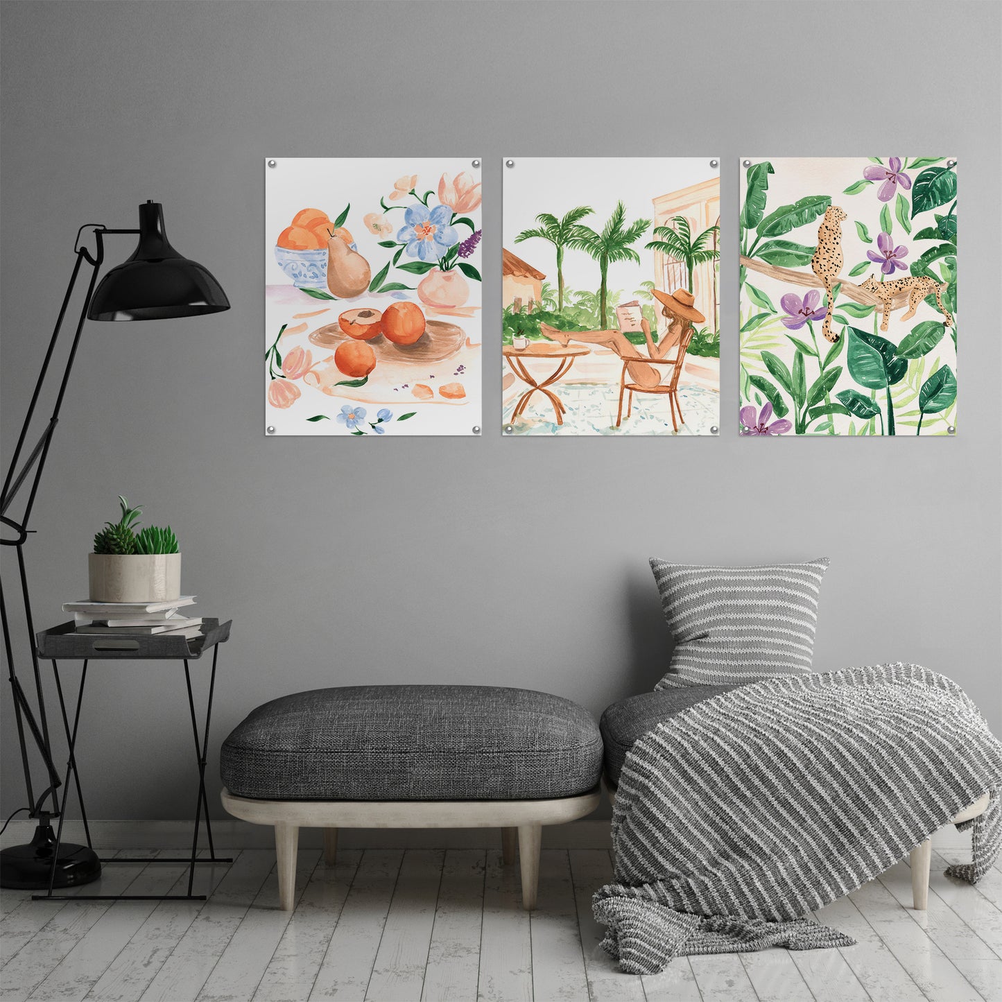 (Set of 3) Triptych Wall Art Botanical Travel Illustrations by Sabina Fenn - Poster Print