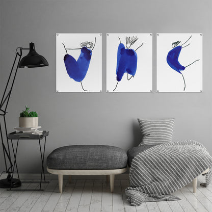 (Set of 3) Triptych Wall Art Figures in Blue by Dreamy Me - Poster Print