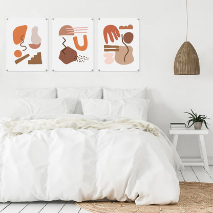 (Set of 3) Triptych Wall Art Terracotta Abstract Shapes by Wall + Wonder - Poster Print