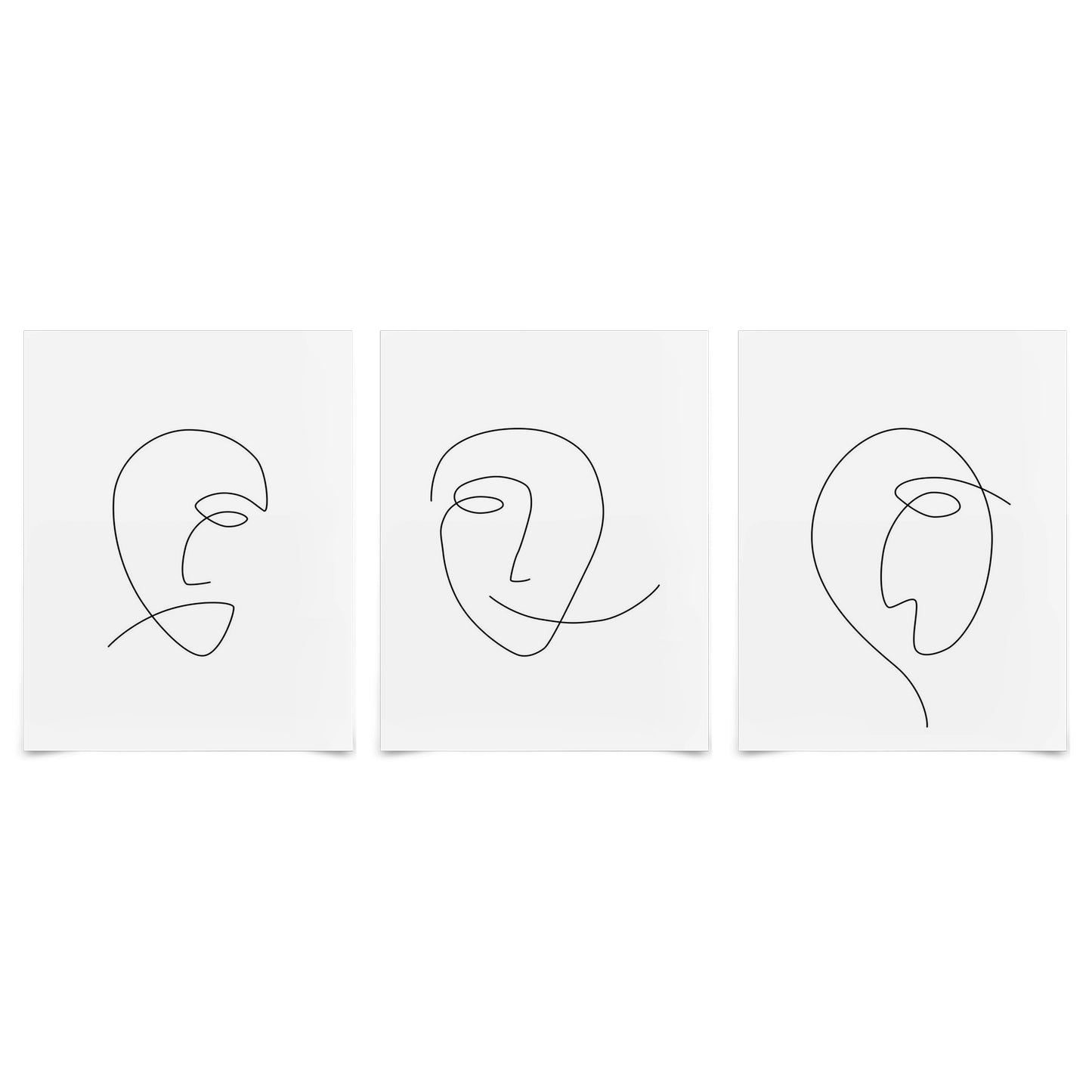 (Set of 3) Triptych Wall Art Minimalist Female Faces by Explicit Design - Poster Print