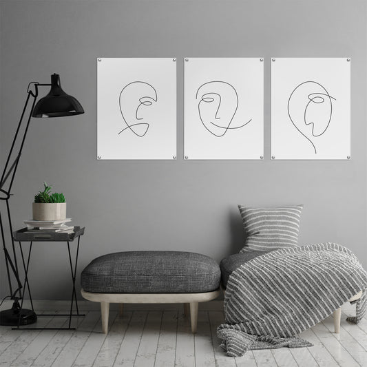 (Set of 3) Triptych Wall Art Minimalist Female Faces by Explicit Design - Poster Print