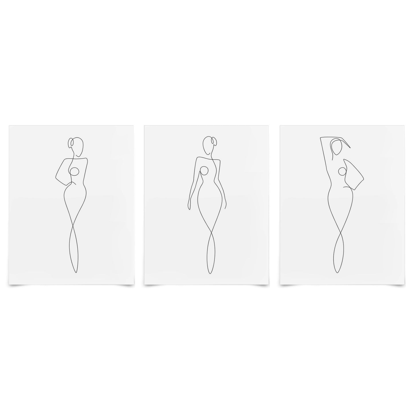 (Set of 3) Triptych Wall Art Female Figure Sketches by Explicit Design - Poster Print