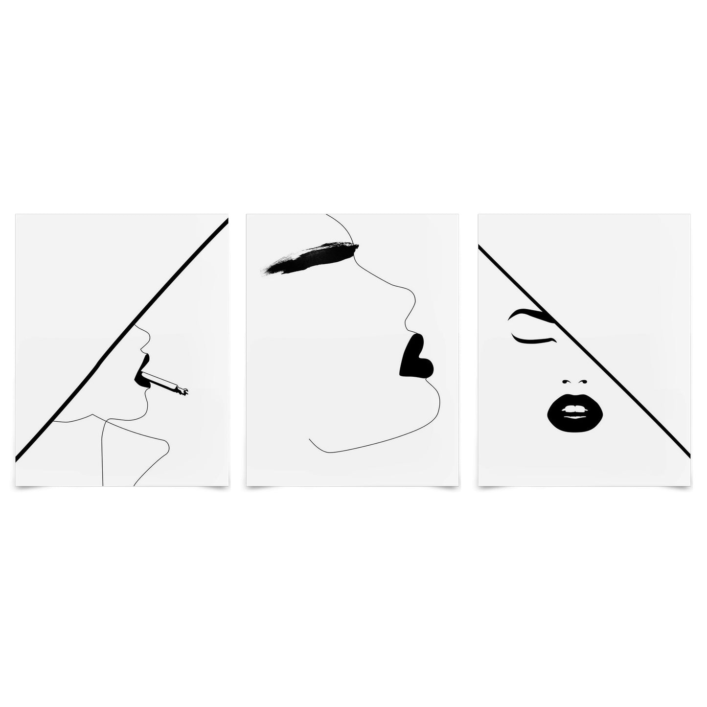 (Set of 3) Triptych Wall Art Bold Faces by Explicit Design - Poster Print