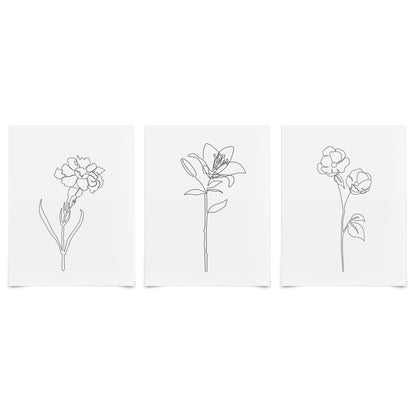 (Set of 3) Triptych Wall Art Floral Sketches by Explicit Design - Poster Print