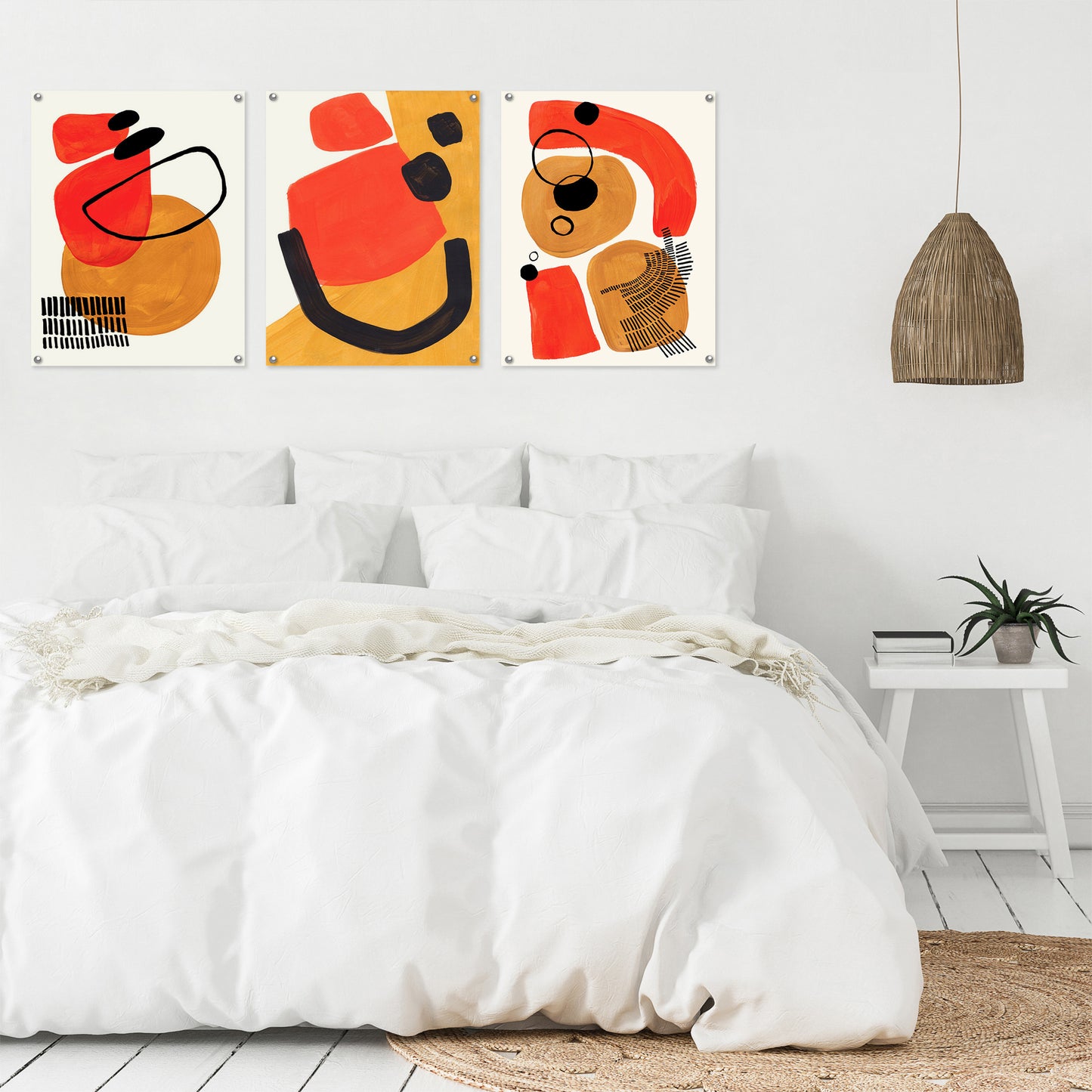 (Set of 3) Triptych Wall Art Mid Century Abstract by Ejaaz Haniff - Poster Print