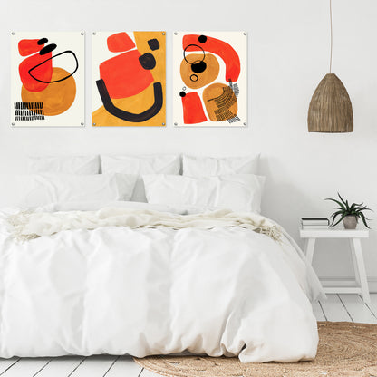 (Set of 3) Triptych Wall Art Mid Century Abstract by Ejaaz Haniff - Poster Print