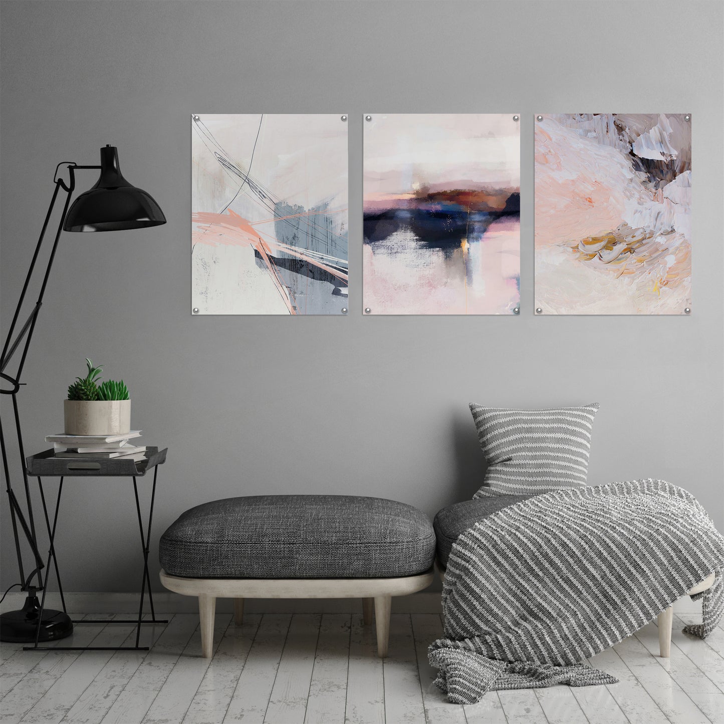 (Set of 3) Triptych Wall Art Smoky Blush by Louise Robinson - Poster Print