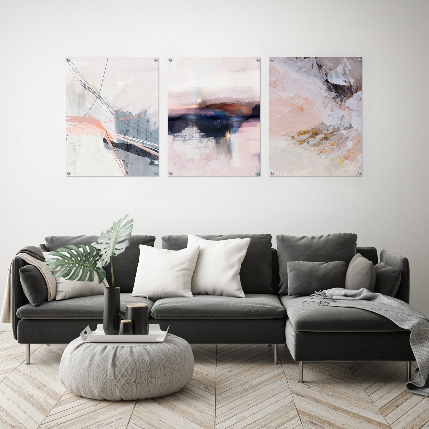 (Set of 3) Triptych Wall Art Smoky Blush by Louise Robinson - Poster Print