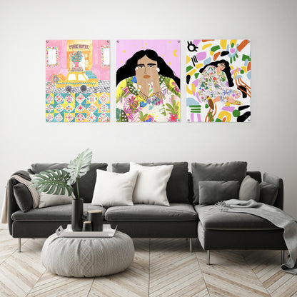 (Set of 3) Triptych Wall Art Modern Female Illustrations by Alja Horvat - Poster Print
