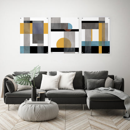 (Set of 3) Triptych Wall Art Sharp Shapes by Monica Pop - Poster Print