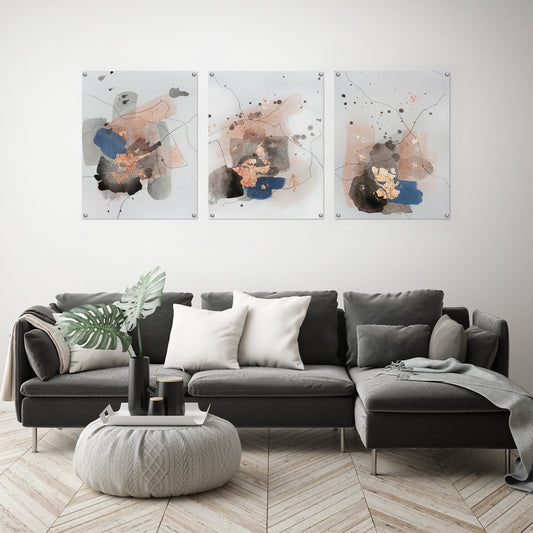 (Set of 3) Triptych Wall Art Watercolor Splashes by Christine Olmstead - Poster Print