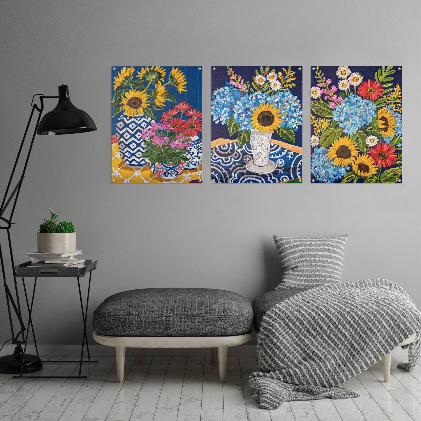 (Set of 3) Triptych Wall Art Colorful Sunflowers by Mandy Buchanan - Poster Print