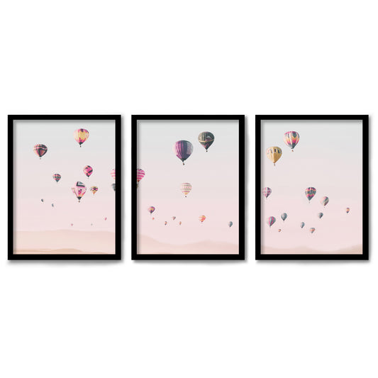 Turkish Hot Air Balloons by Sisi and Seb 3 Piece Framed Triptych 